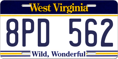 WV license plate 8PD562