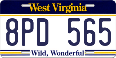 WV license plate 8PD565
