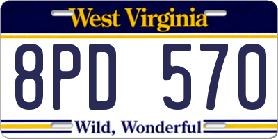 WV license plate 8PD570
