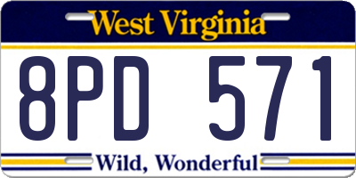 WV license plate 8PD571
