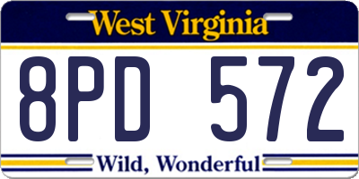 WV license plate 8PD572