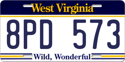 WV license plate 8PD573