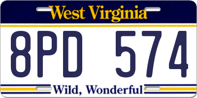 WV license plate 8PD574