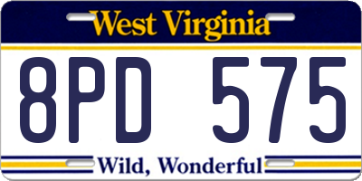WV license plate 8PD575