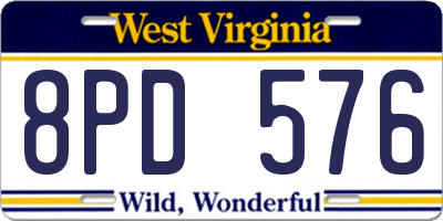 WV license plate 8PD576