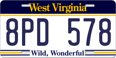 WV license plate 8PD578