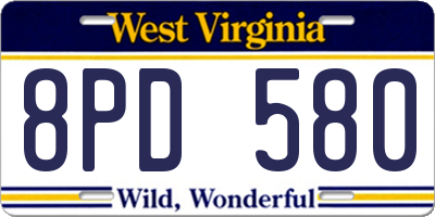 WV license plate 8PD580