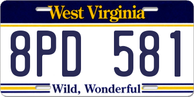 WV license plate 8PD581