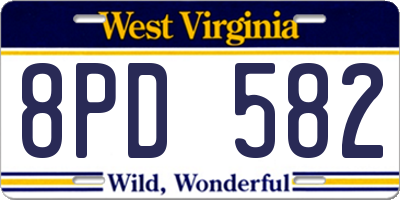 WV license plate 8PD582
