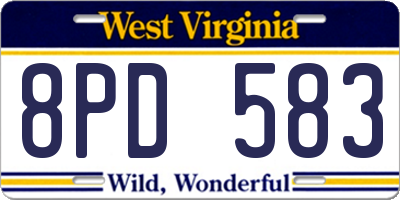 WV license plate 8PD583