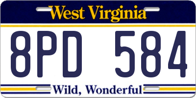 WV license plate 8PD584