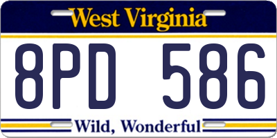 WV license plate 8PD586