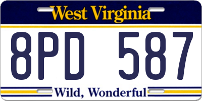 WV license plate 8PD587