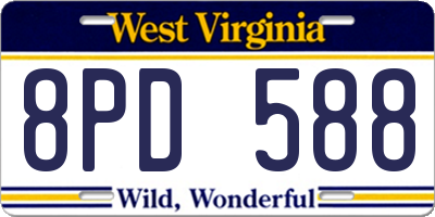 WV license plate 8PD588