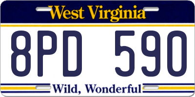 WV license plate 8PD590