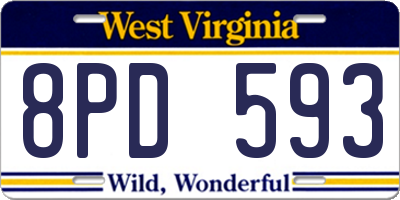 WV license plate 8PD593