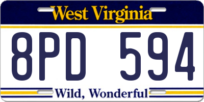 WV license plate 8PD594
