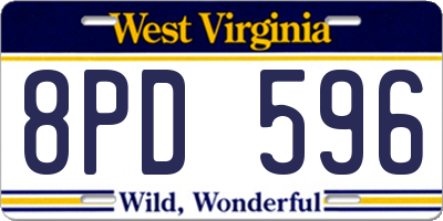 WV license plate 8PD596