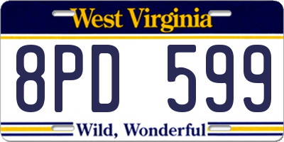 WV license plate 8PD599