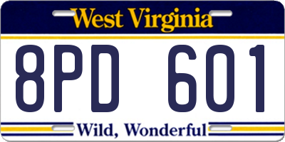WV license plate 8PD601