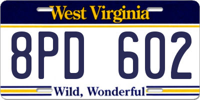 WV license plate 8PD602