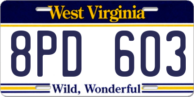 WV license plate 8PD603