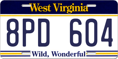 WV license plate 8PD604