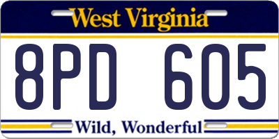 WV license plate 8PD605