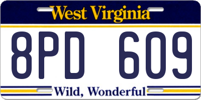 WV license plate 8PD609
