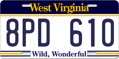 WV license plate 8PD610