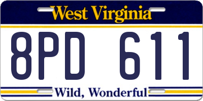 WV license plate 8PD611