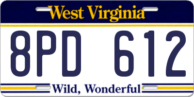 WV license plate 8PD612