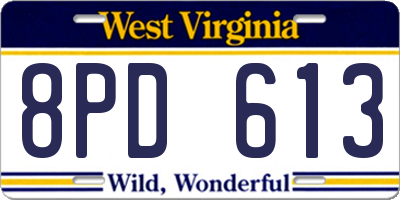 WV license plate 8PD613