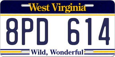 WV license plate 8PD614