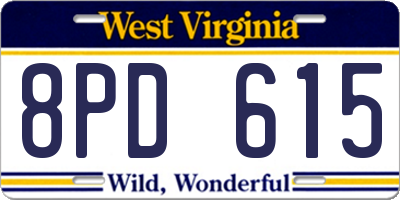 WV license plate 8PD615