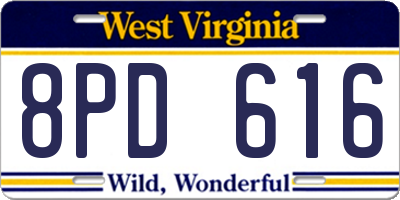 WV license plate 8PD616