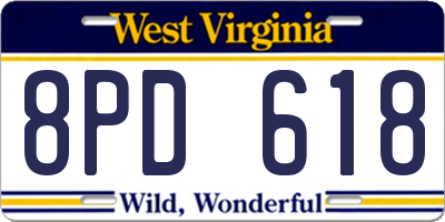 WV license plate 8PD618