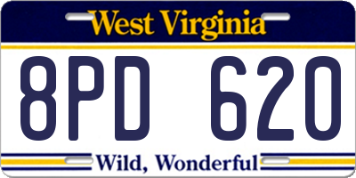 WV license plate 8PD620