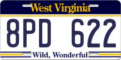 WV license plate 8PD622