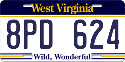 WV license plate 8PD624