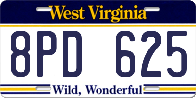 WV license plate 8PD625