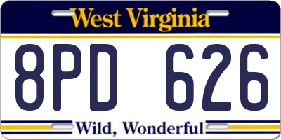 WV license plate 8PD626