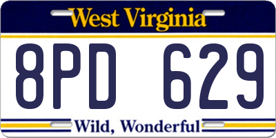 WV license plate 8PD629