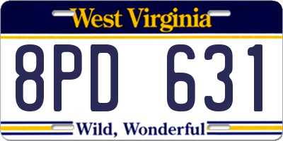 WV license plate 8PD631