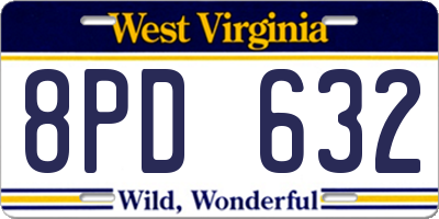 WV license plate 8PD632