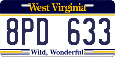 WV license plate 8PD633