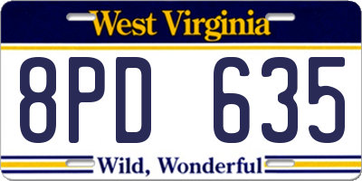 WV license plate 8PD635