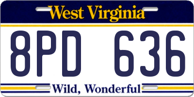 WV license plate 8PD636