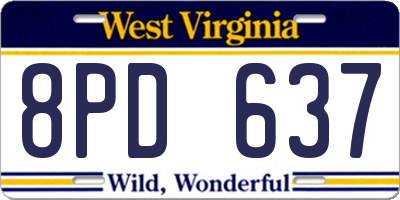 WV license plate 8PD637