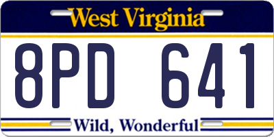 WV license plate 8PD641